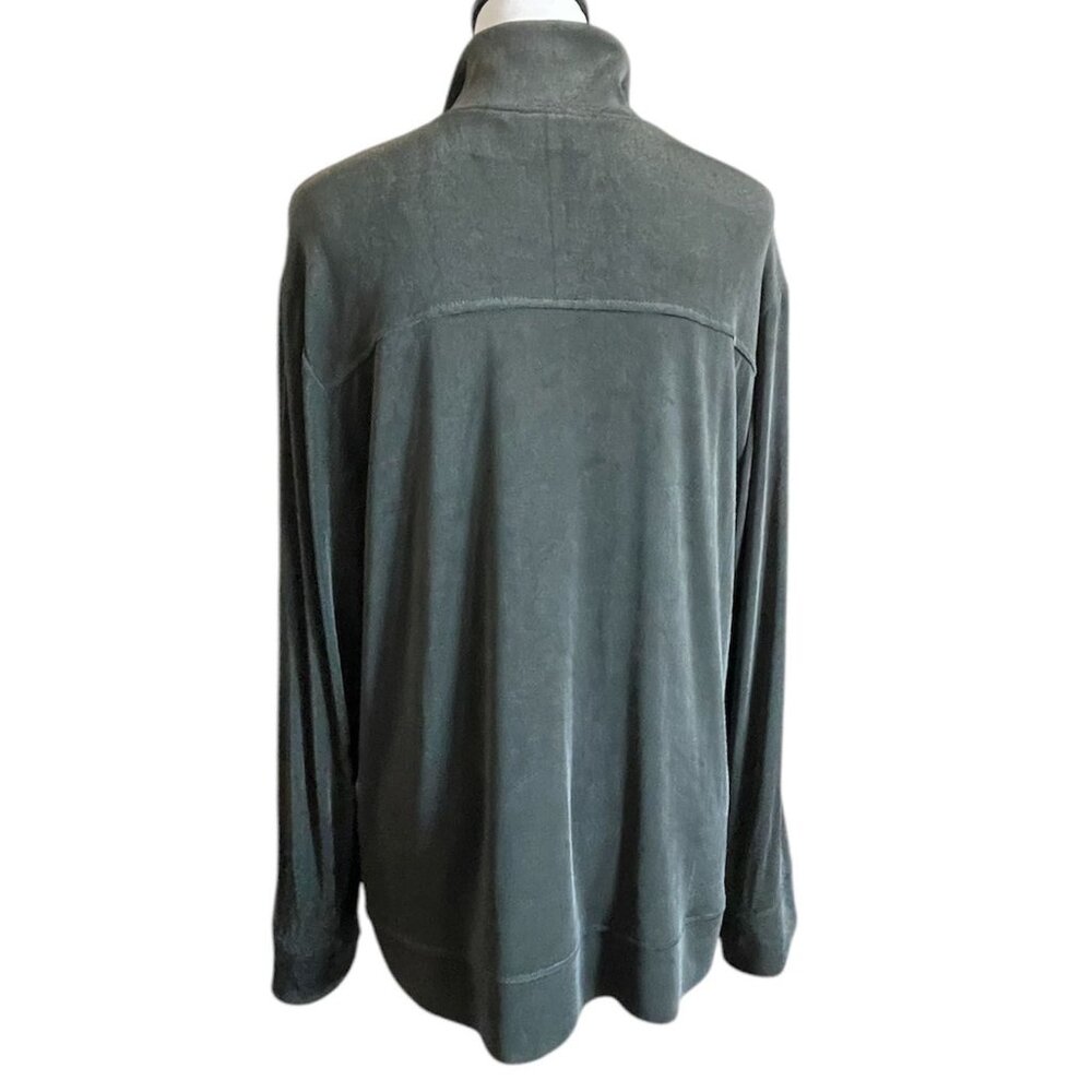 Chico's Travelers XL (3) Moss Green Full Zip Flowy Jacket Travel Lounge Vacay - Picture 3 of 7